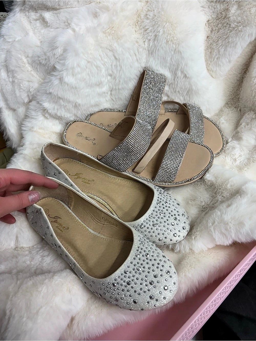 Jynx Embellished Silver Flats 2 pair